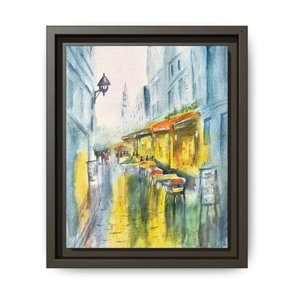 Cafe Reflections Matte Canvas, Framed (Black or Espresso). Available in sizes 8”x10”-24”x32”