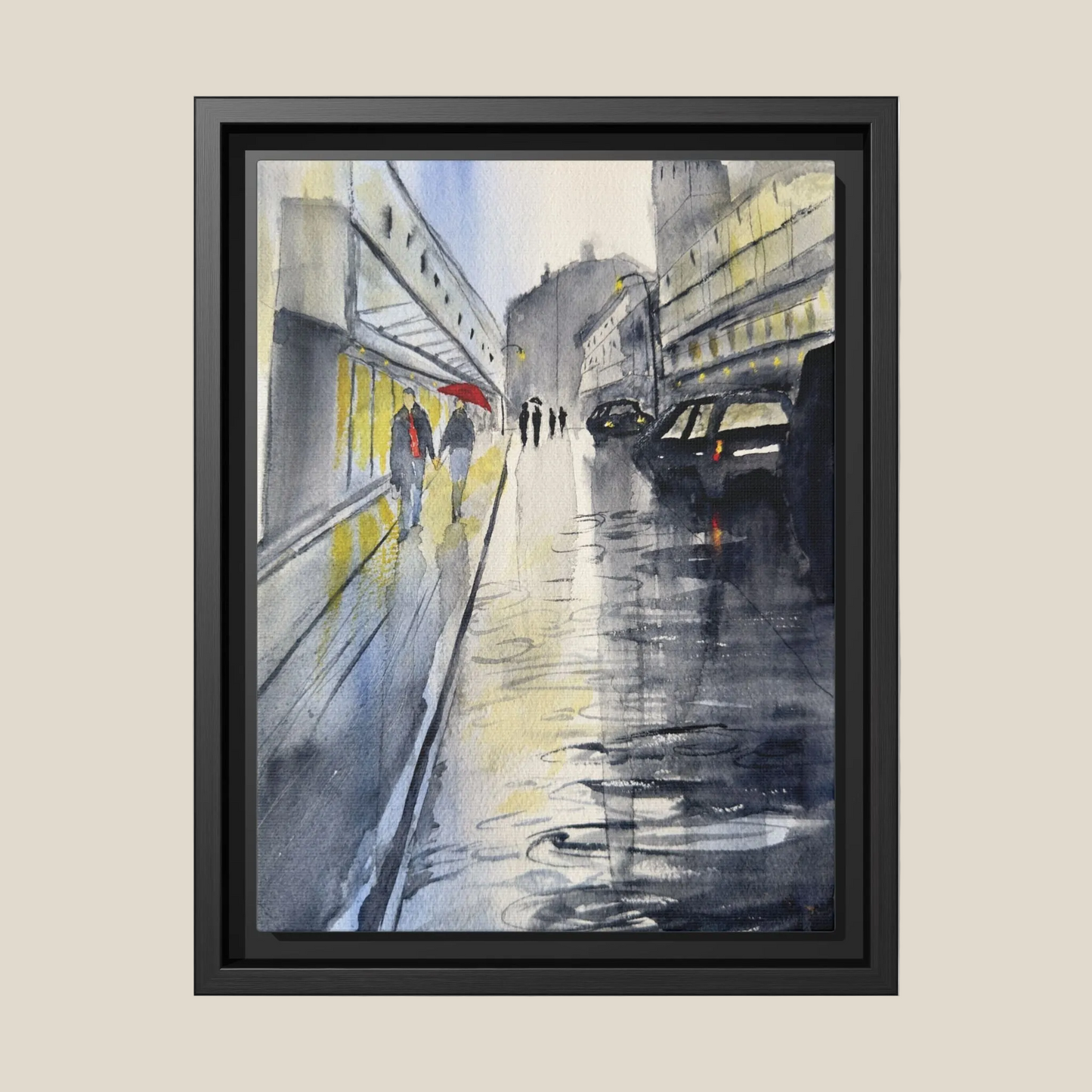 Rainy Day Romance, Framed (Black or Espresso). Available in sizes from 8”x10”-24”x32”