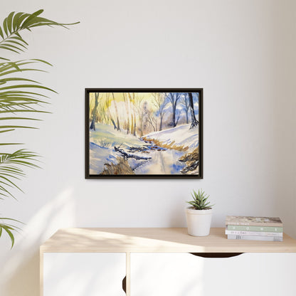 Snowy Creek Matte Canvas, Framed (Black or Espresso). Available in sizes from 10”x8”-32”x24”