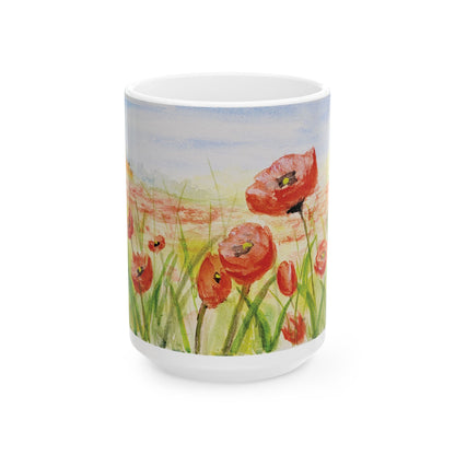 Poppies Galore Ceramic Mug, (11oz, 15oz)