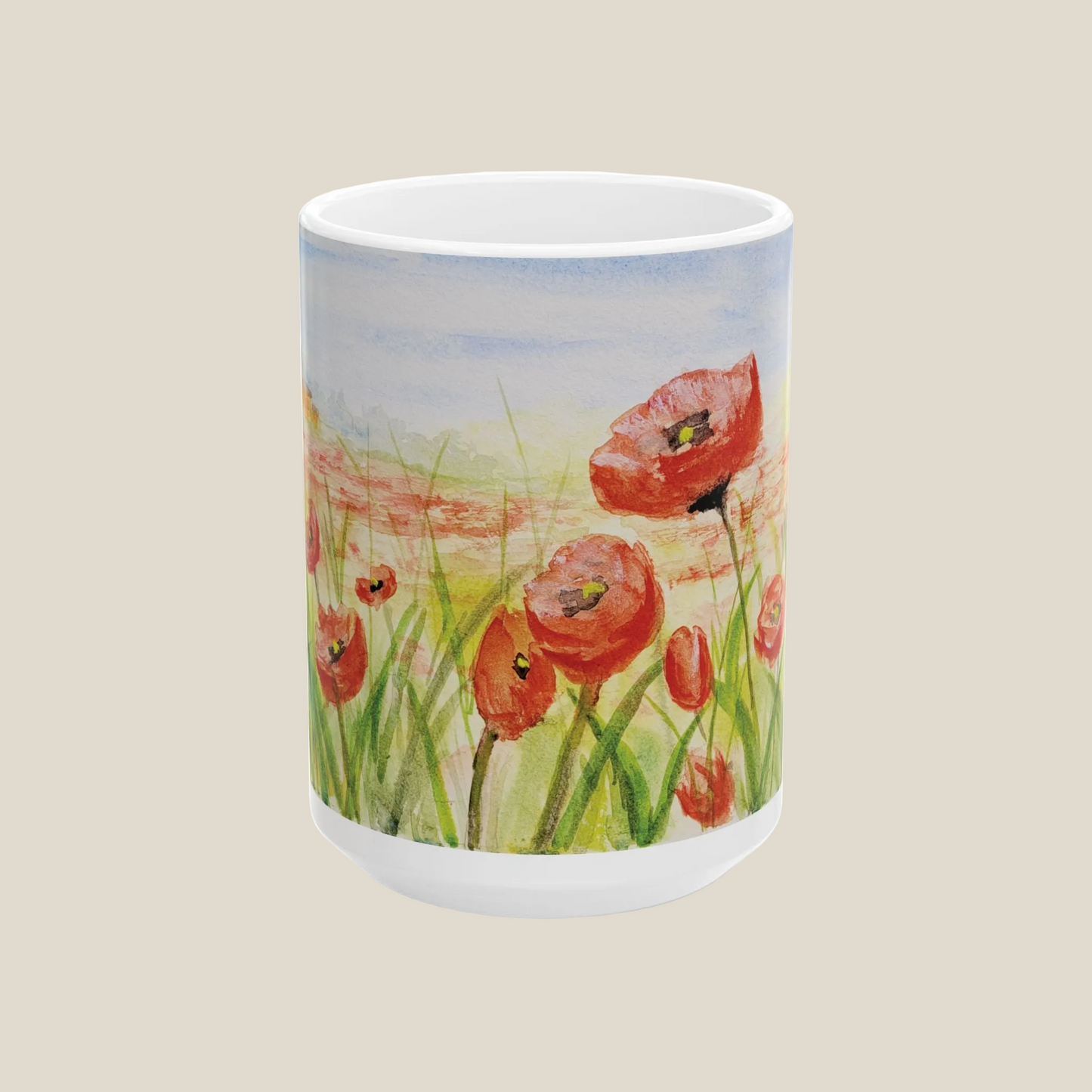 Poppies Galore Ceramic Mug, (11oz, 15oz)