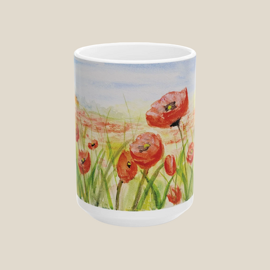 Poppies Galore Ceramic Mug, (11oz, 15oz)