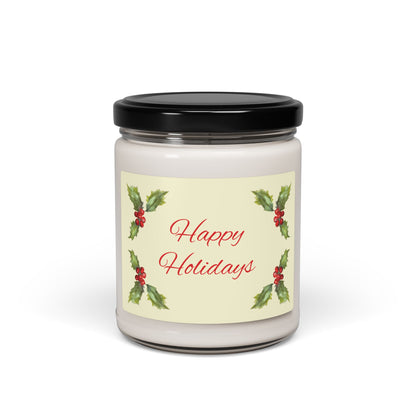 Eco-Friendly Soy Candle (9 oz.), Featuring Holiday Holly. Multiple Scents Available