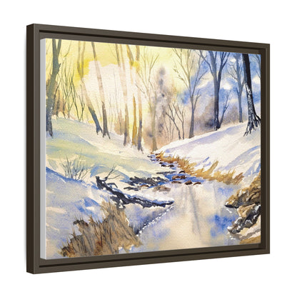 Snowy Creek Matte Canvas, Framed (Black or Espresso). Available in sizes from 10”x8”-32”x24”