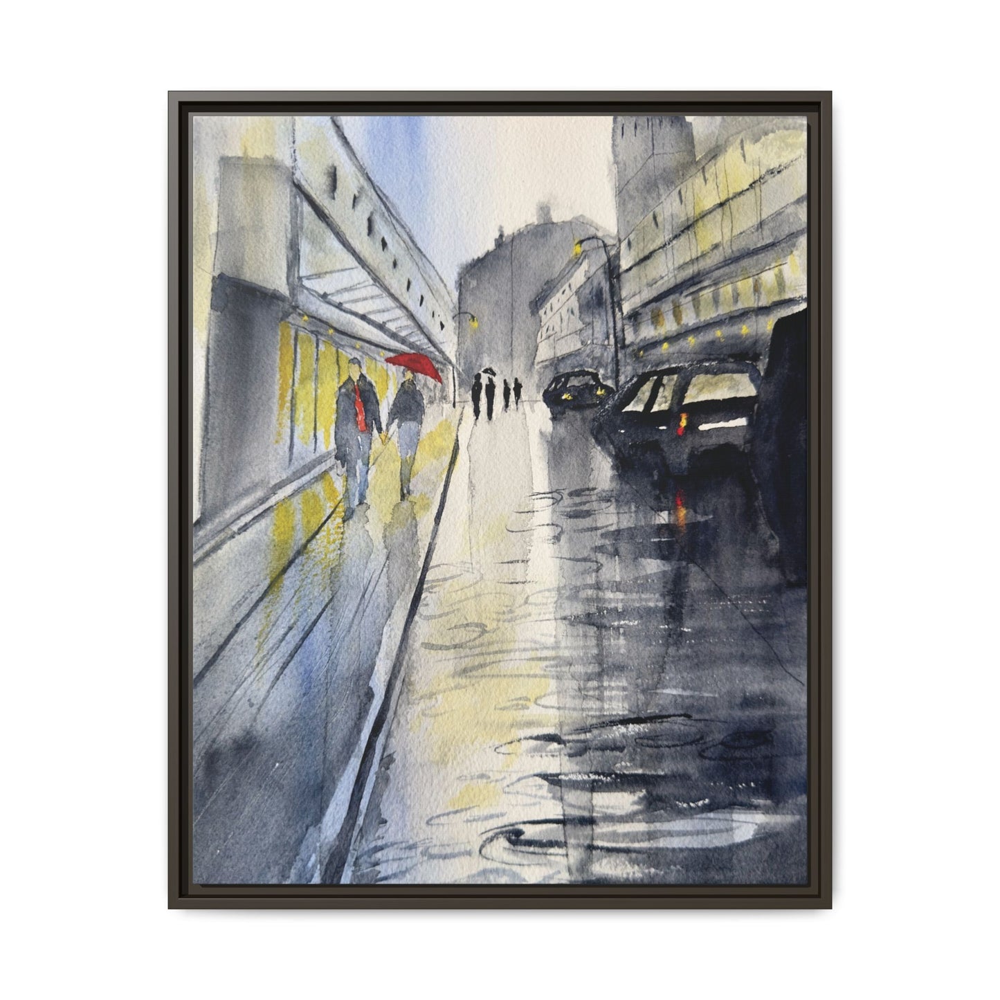 Rainy Day Romance, Framed (Black or Espresso). Available in sizes from 8”x10”-24”x32”