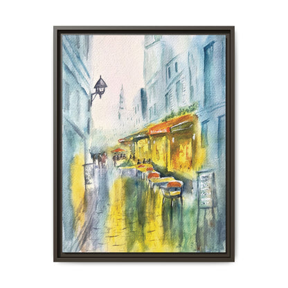 Cafe Reflections Matte Canvas, Framed (Black or Espresso). Available in sizes 8”x10”-24”x32”