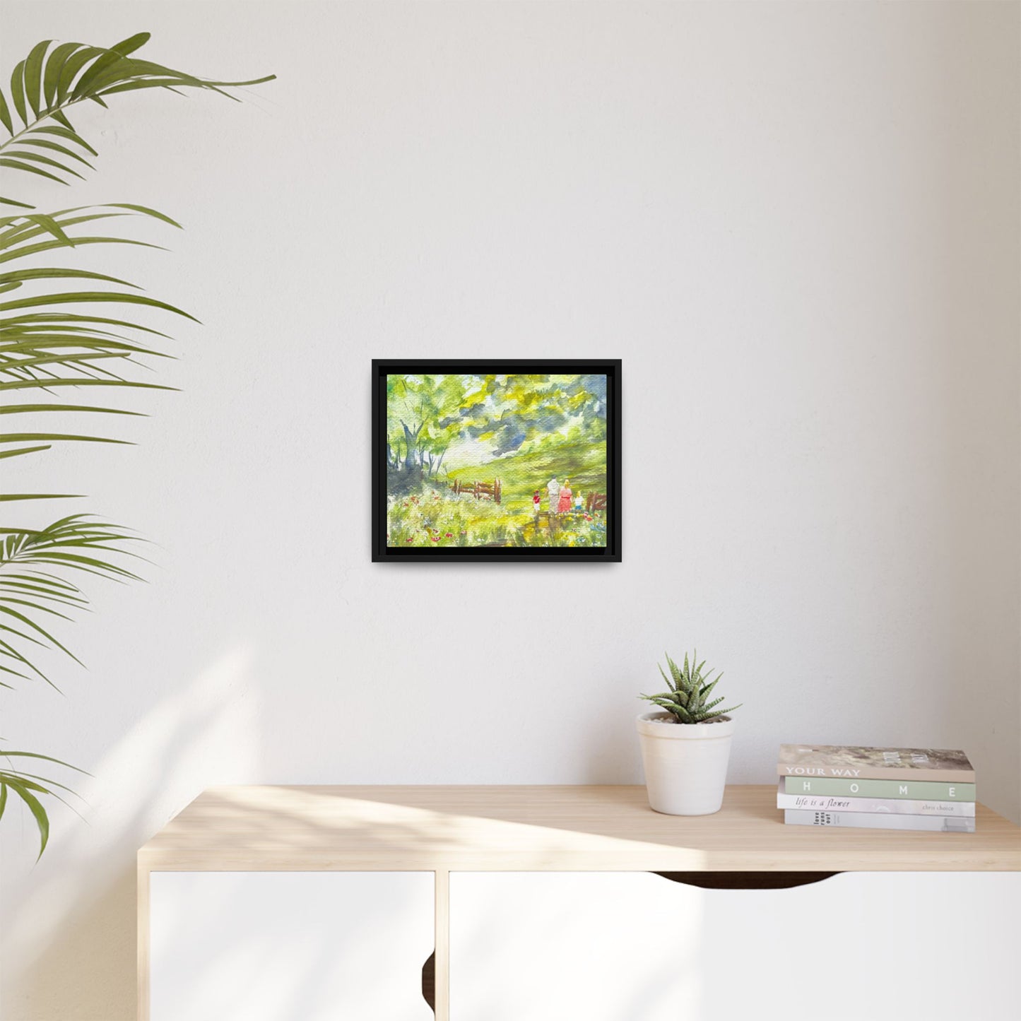 Summer Stroll Matte Canvas, Framed (Black or Espresso). Available in sizes 10”x8”-20”x10”