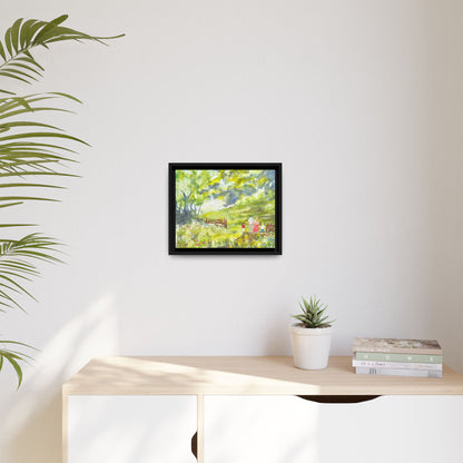 Summer Stroll Matte Canvas, Framed (Black or Espresso). Available in sizes 10”x8”-20”x10”