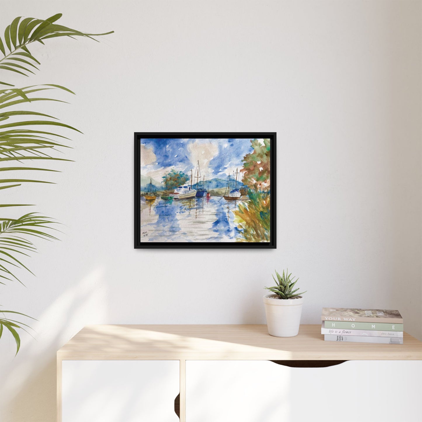 Snug Harbor Matte Canvas, Framed (Black or Espresso). Available in sizes 10”x8”-20”x16”
