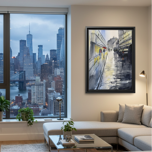 Rainy Day Romance, Framed (Black or Espresso). Available in sizes from 8”x10”-24”x32”