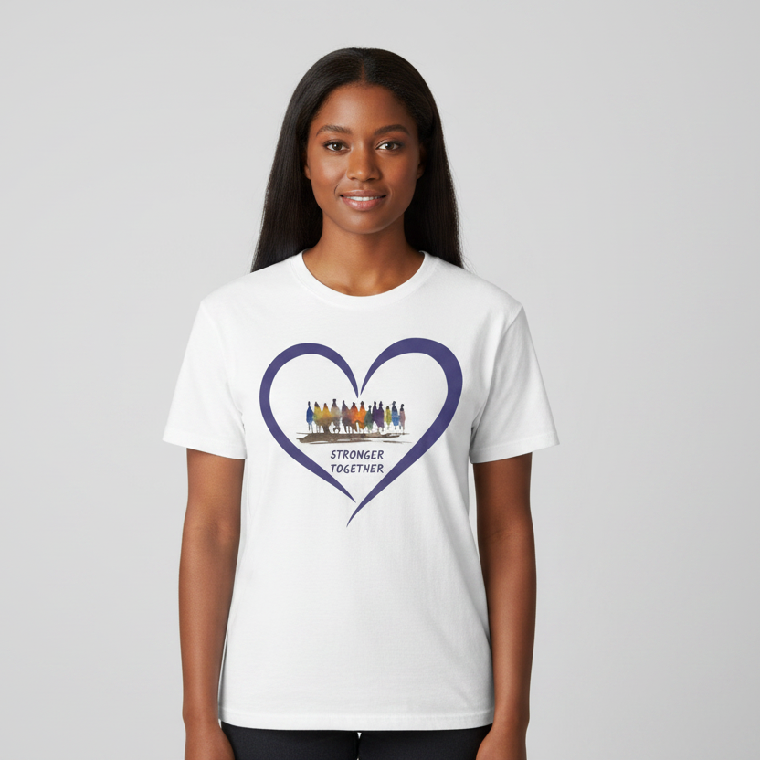 Stronger Together Heart Unisex Garment-Dyed T-shirt. Available in sizes S-4XL, 13 colors