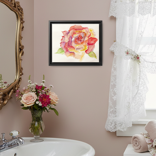 Rose Water Matte Canvas, Framed (Black or Espresso). Available in sizes from 10”x8”-14”x11”