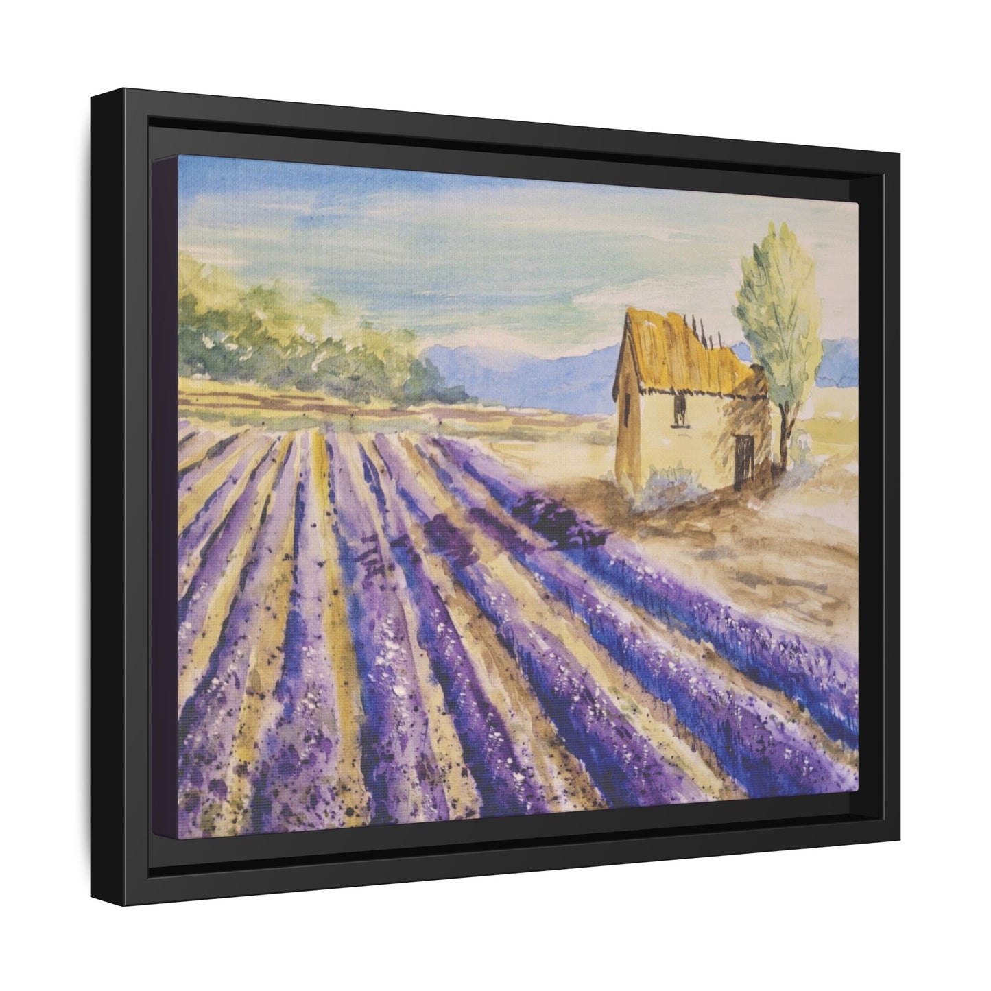 Lavender at Daybreak Matte Canvas, Framed (Black or Espresso). Available in sizes 10”x8”-20”x10”