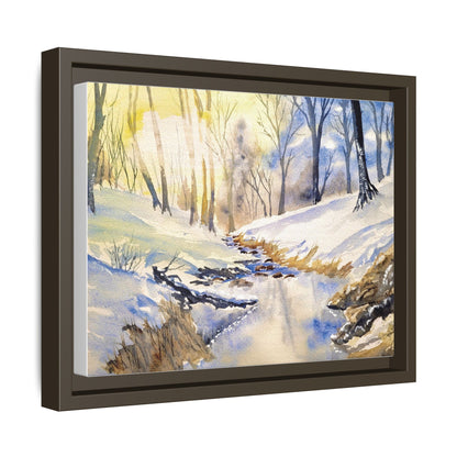 Snowy Creek Matte Canvas, Framed (Black or Espresso). Available in sizes from 10”x8”-32”x24”