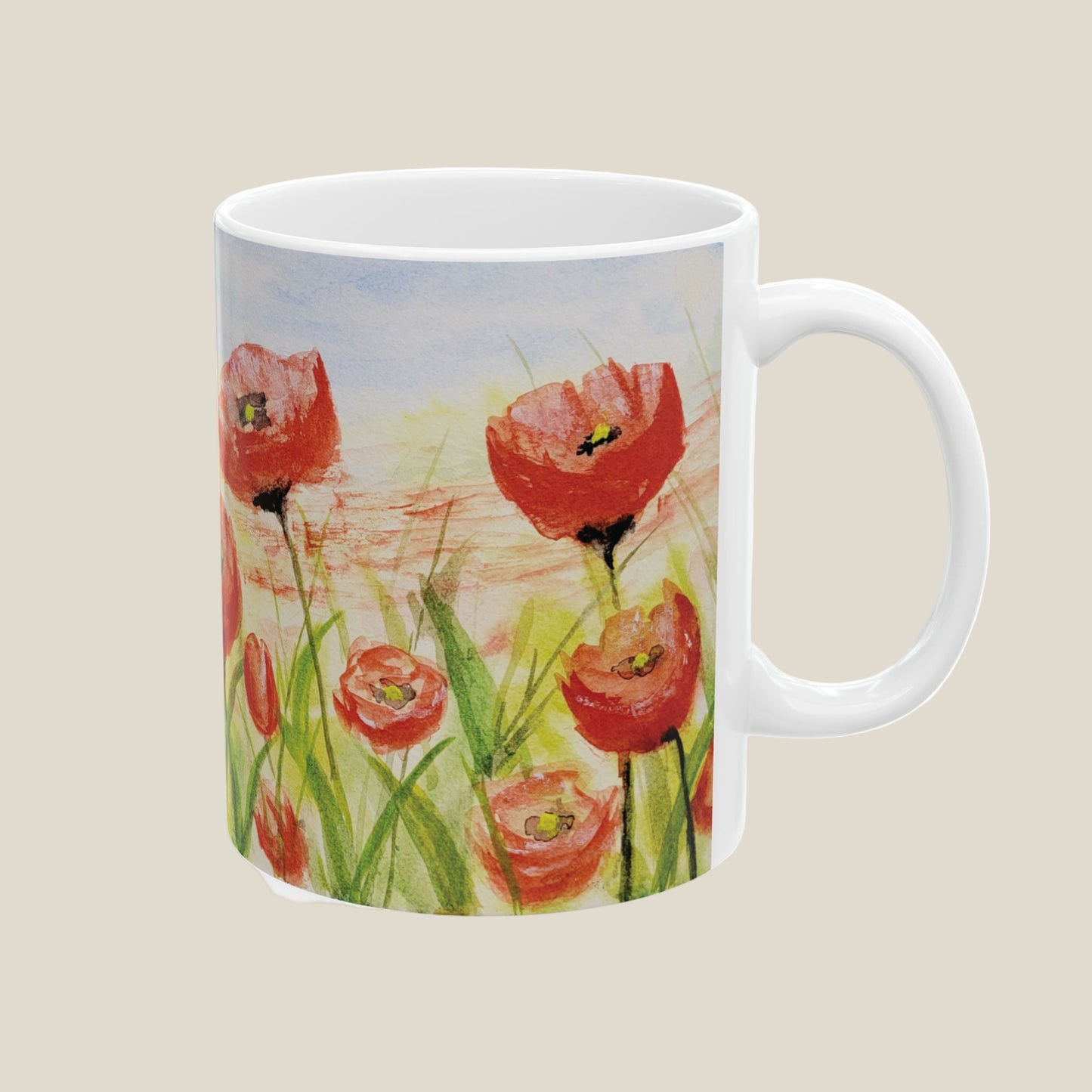 Poppies Galore Ceramic Mug, (11oz, 15oz)