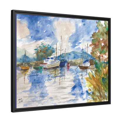 Snug Harbor Matte Canvas, Framed (Black or Espresso). Available in sizes 10”x8”-20”x16”