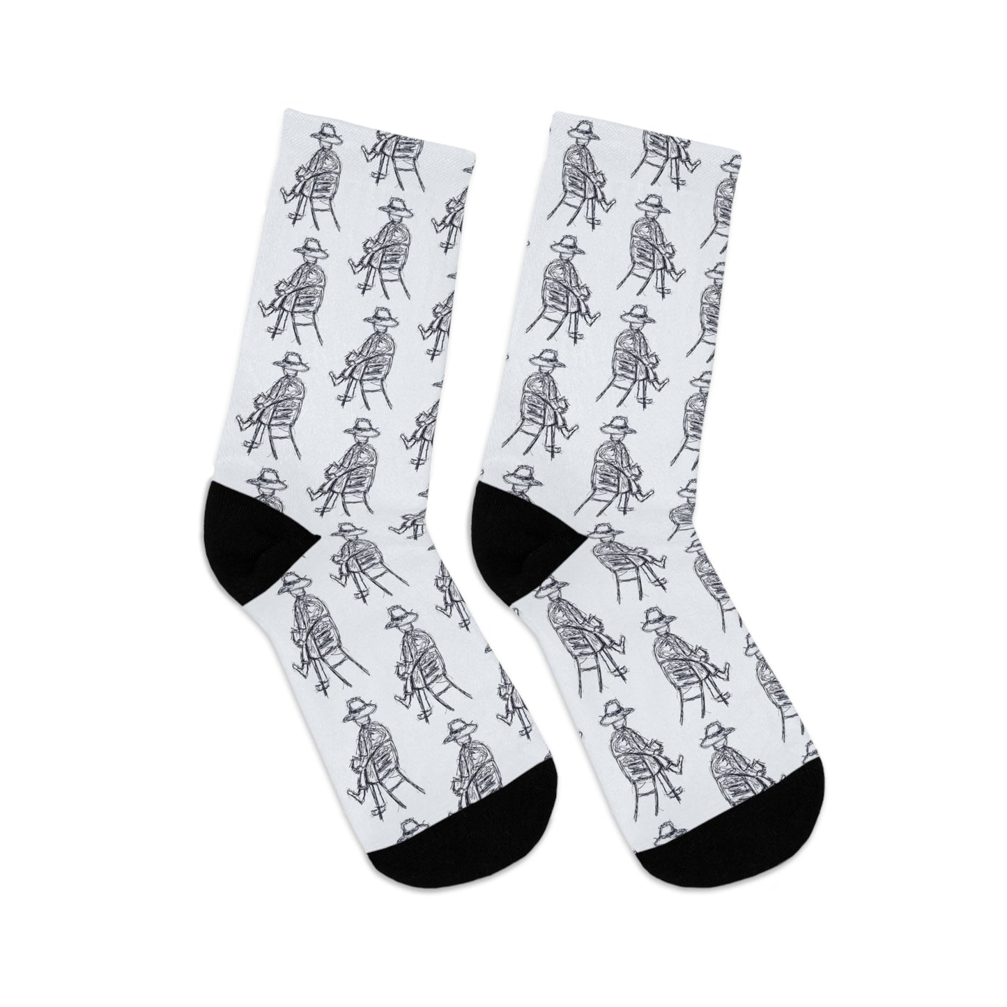 Recycled Poly Socks Featuring Art Dude (Faintest Blue)