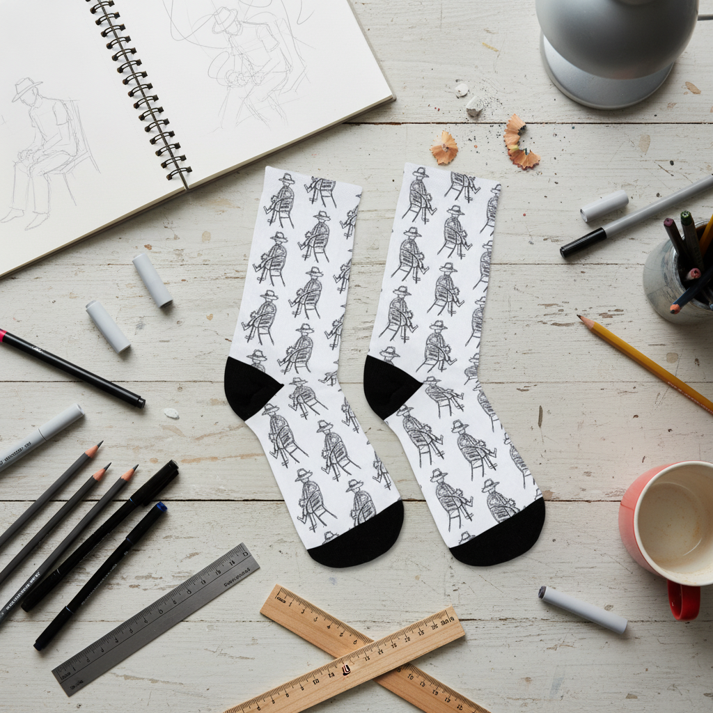 Recycled Poly Socks Featuring Art Dude (Faintest Blue)