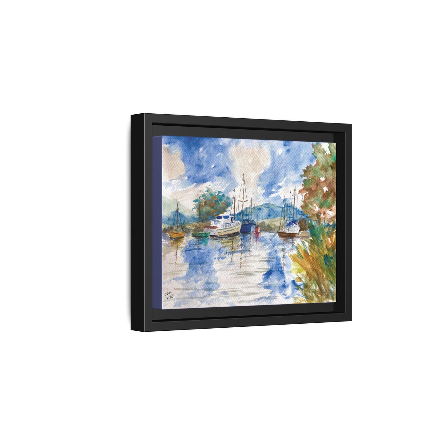 Snug Harbor Matte Canvas, Framed (Black or Espresso). Available in sizes 10”x8”-20”x16”