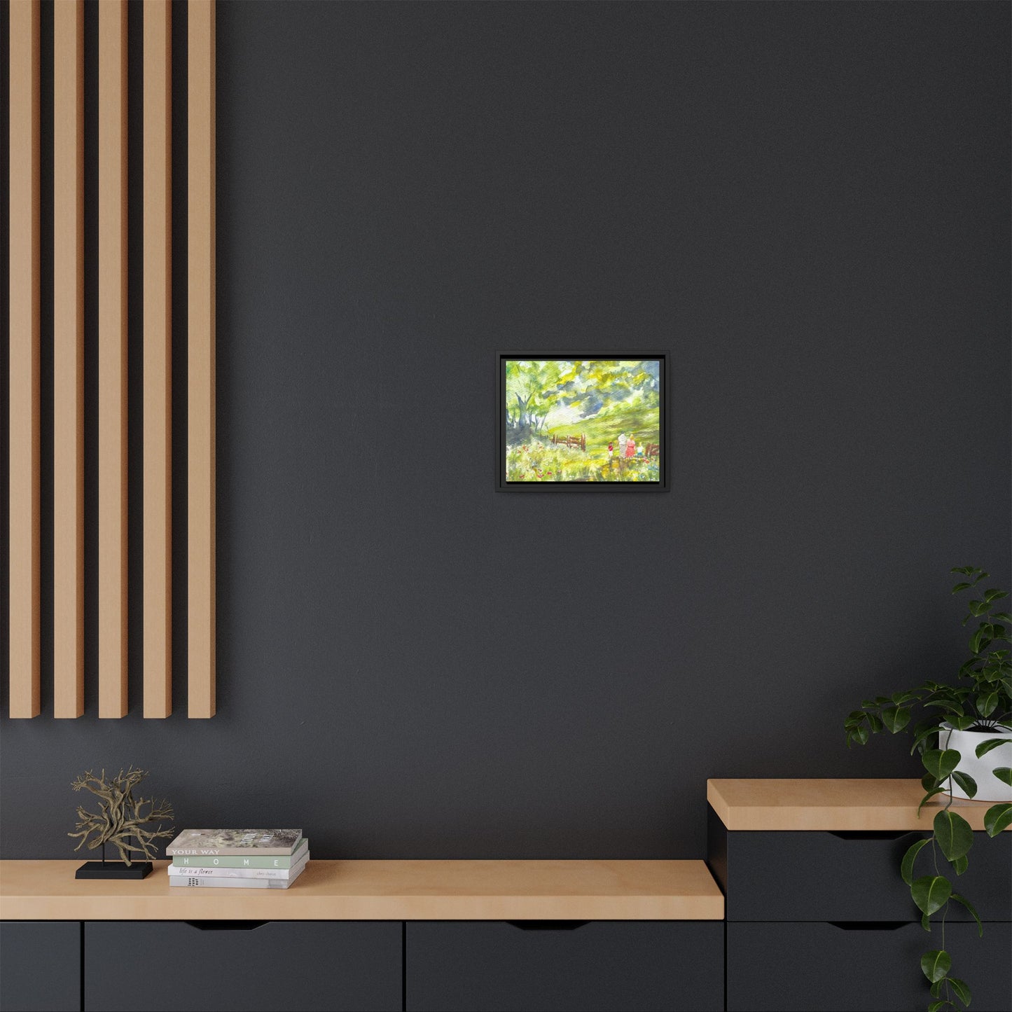 Summer Stroll Matte Canvas, Framed (Black or Espresso). Available in sizes 10”x8”-20”x10”
