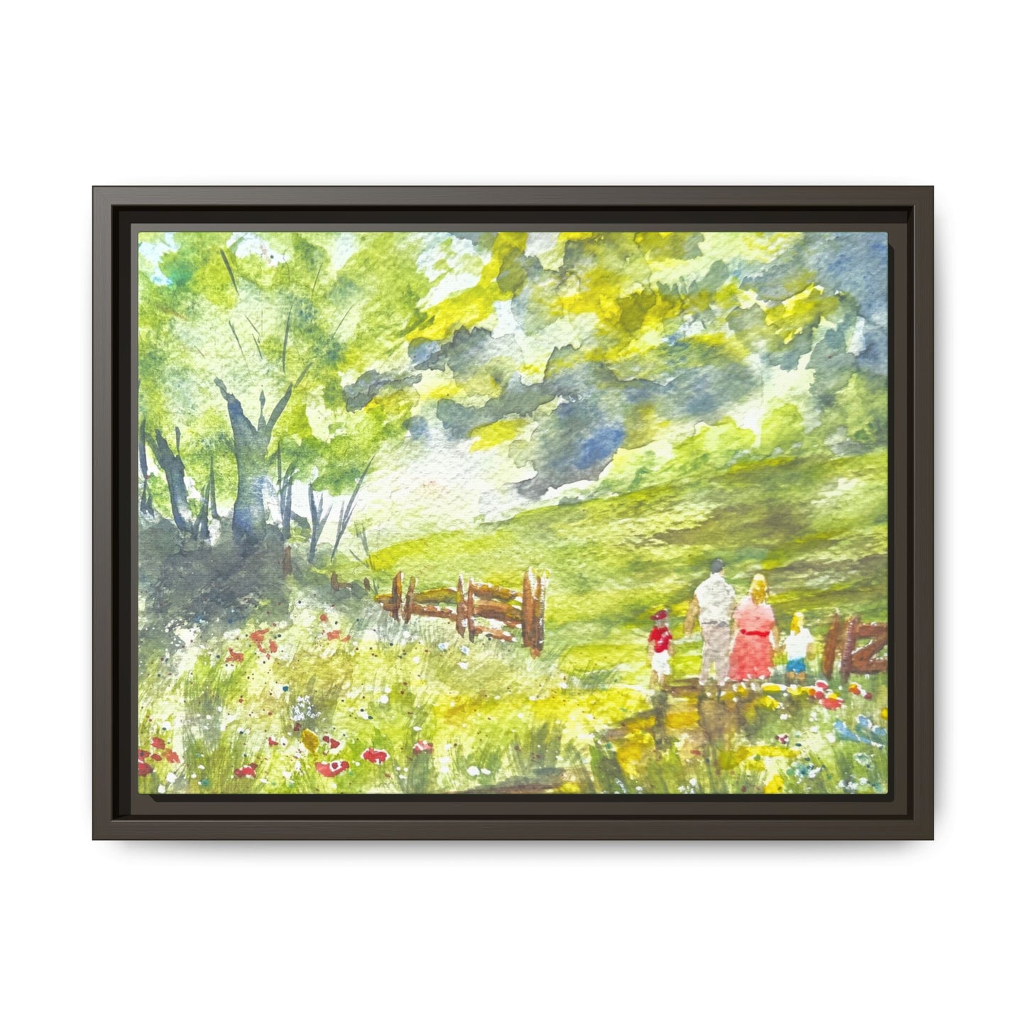 Summer Stroll Matte Canvas, Framed (Black or Espresso). Available in sizes 10”x8”-20”x10”