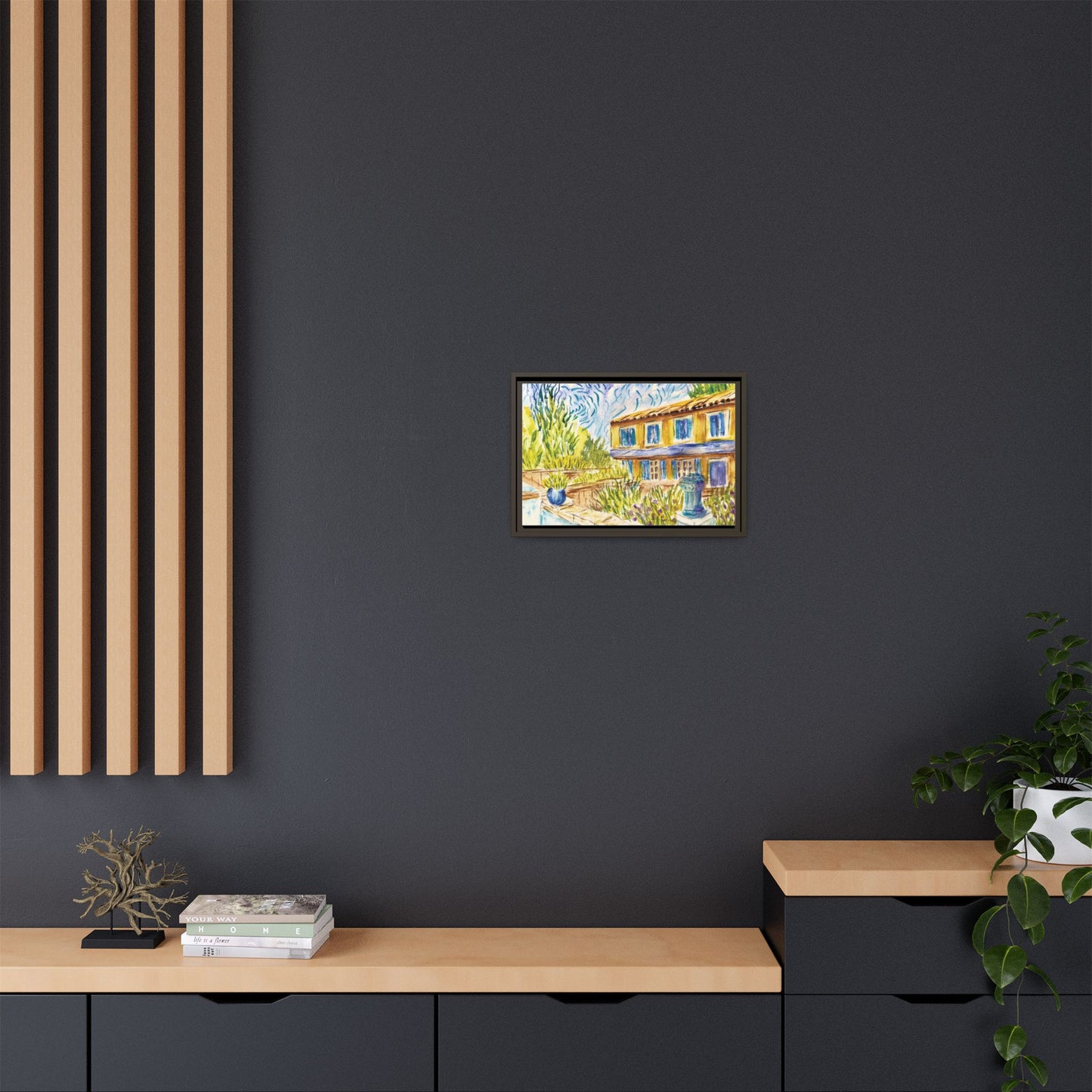 Respite Near Saint-Remy-de-Provence Matte Canvas, Framed (Black or Espresso). Available in sizes from 10”x8”-30”x24”