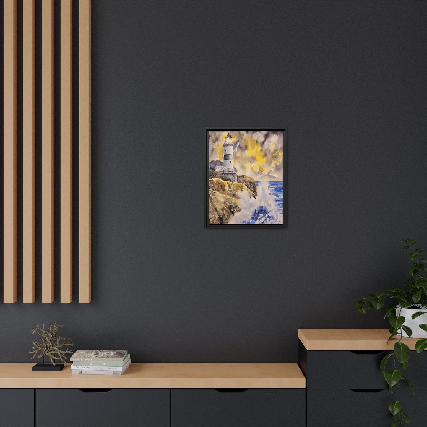 Storm Watch Matte Canvas, Framed (Black or Espresso). Available in sizes 8”x10”-18”x24”