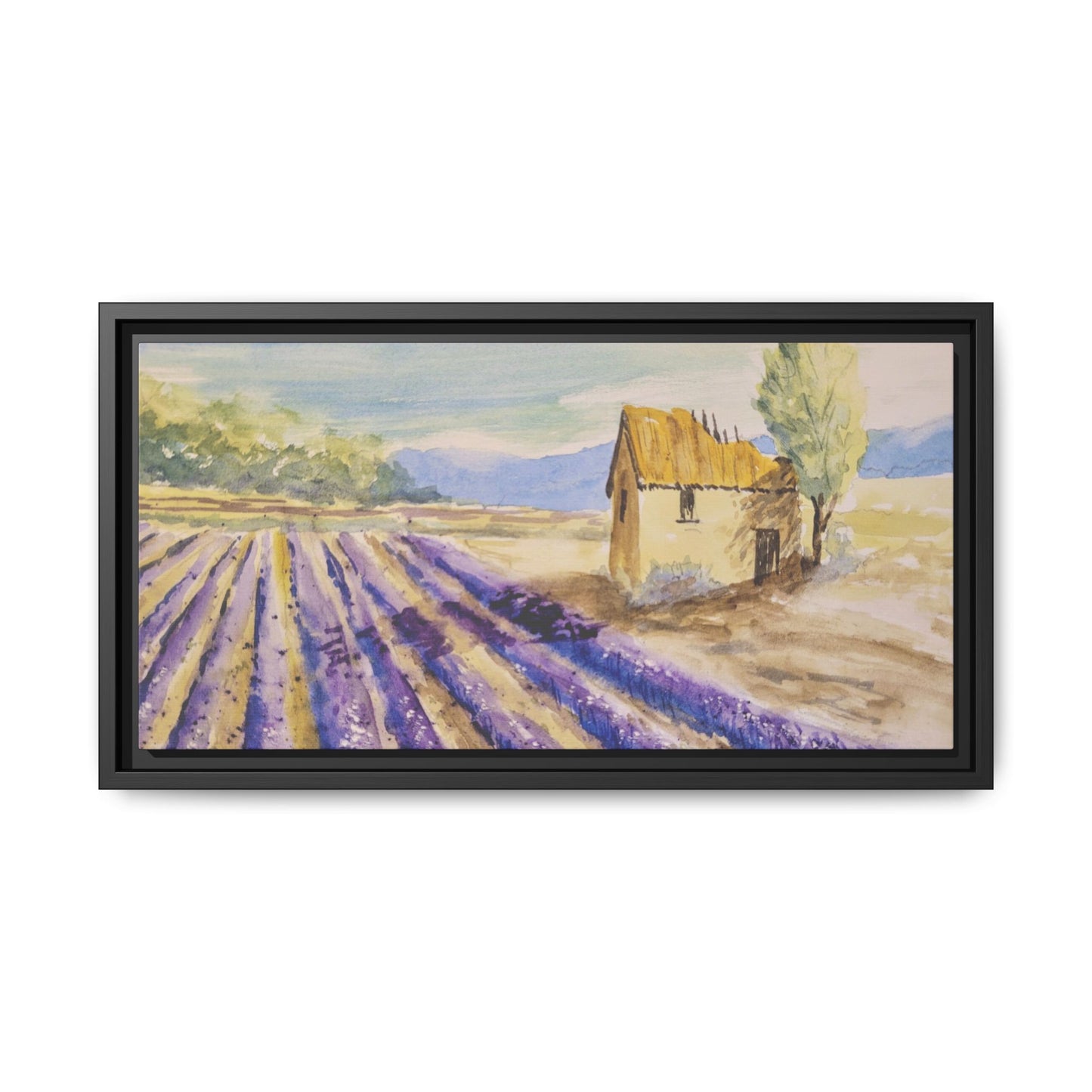 Lavender at Daybreak Matte Canvas, Framed (Black or Espresso). Available in sizes 10”x8”-20”x10”