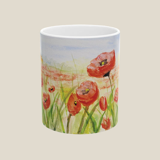 Poppies Galore Ceramic Mug, (11oz, 15oz)