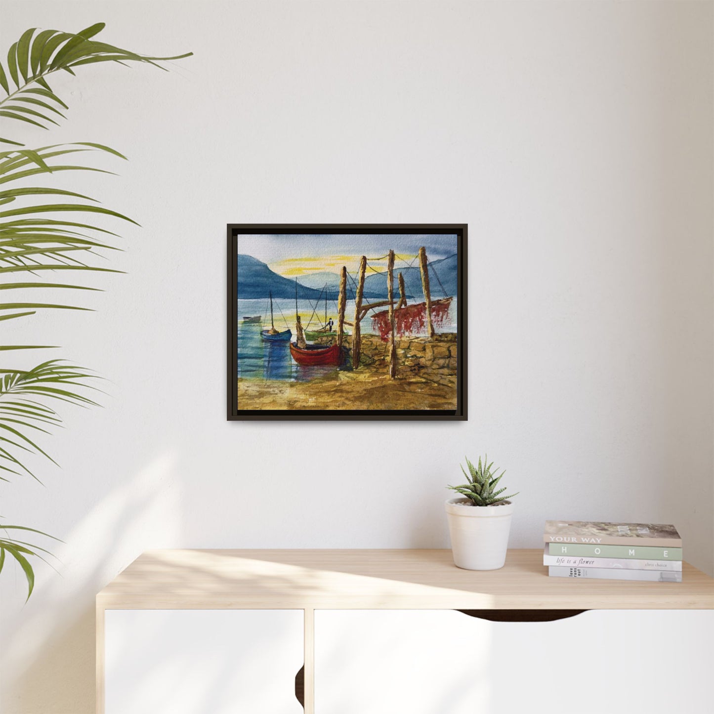 Morning Boats on the Loch, Framed (Black or Espresso). Available in sizes from 10”x8”-24”x18”