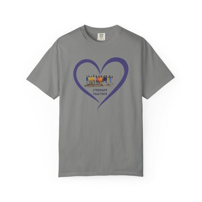 Stronger Together Heart Unisex Garment-Dyed T-shirt. Available in sizes S-4XL, 13 colors