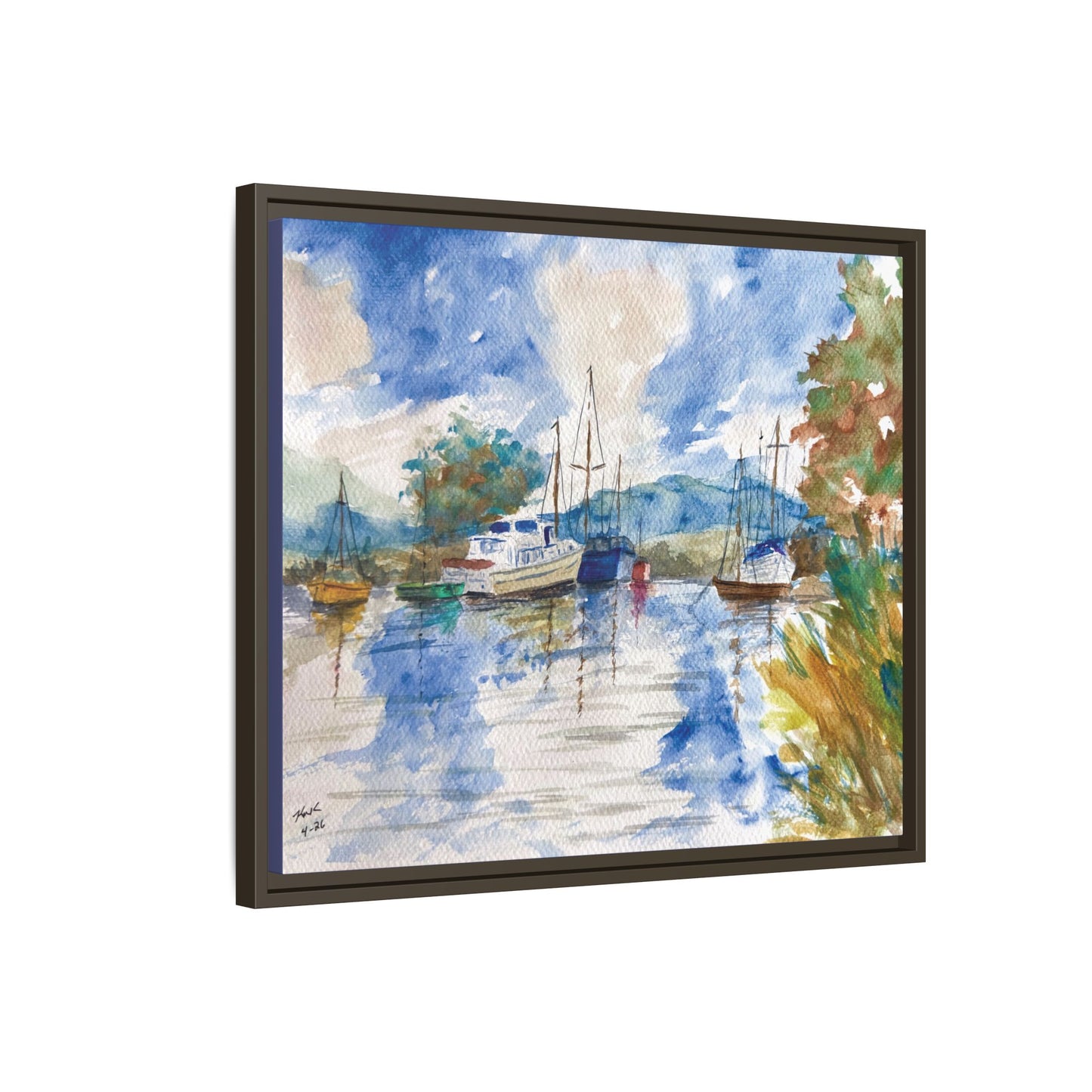 Snug Harbor Matte Canvas, Framed (Black or Espresso). Available in sizes 10”x8”-20”x16”