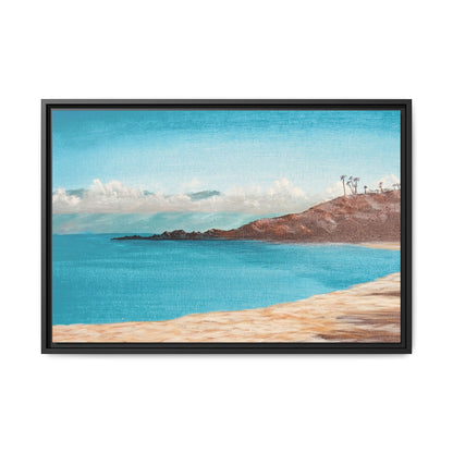 Kaanapali Beach Matte Canvas, Framed (Black or Espresso). Available in sizes from 20”x10”-30”x20”