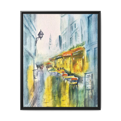 Cafe Reflections Matte Canvas, Framed (Black or Espresso). Available in sizes 8”x10”-24”x32”
