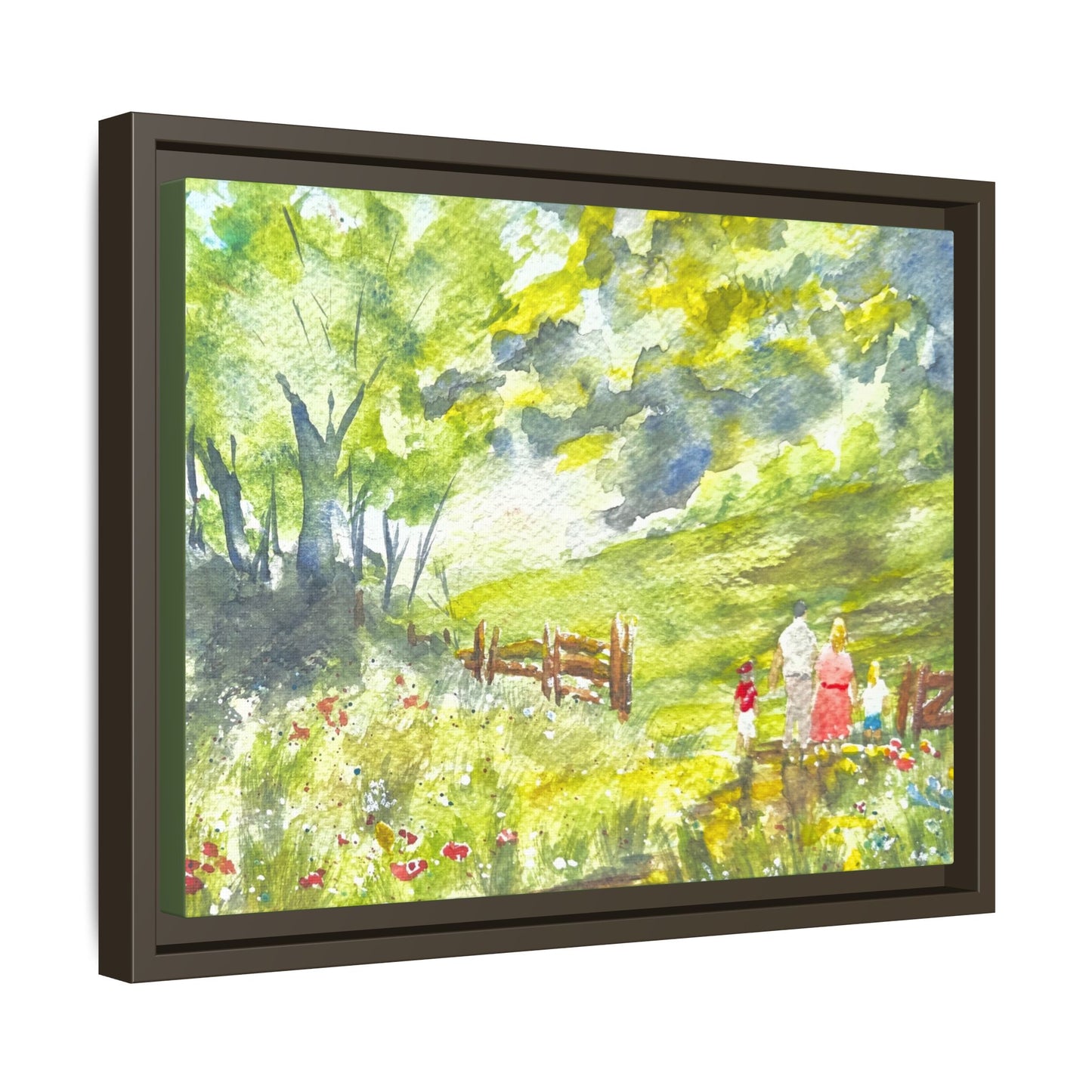 Summer Stroll Matte Canvas, Framed (Black or Espresso). Available in sizes 10”x8”-20”x10”