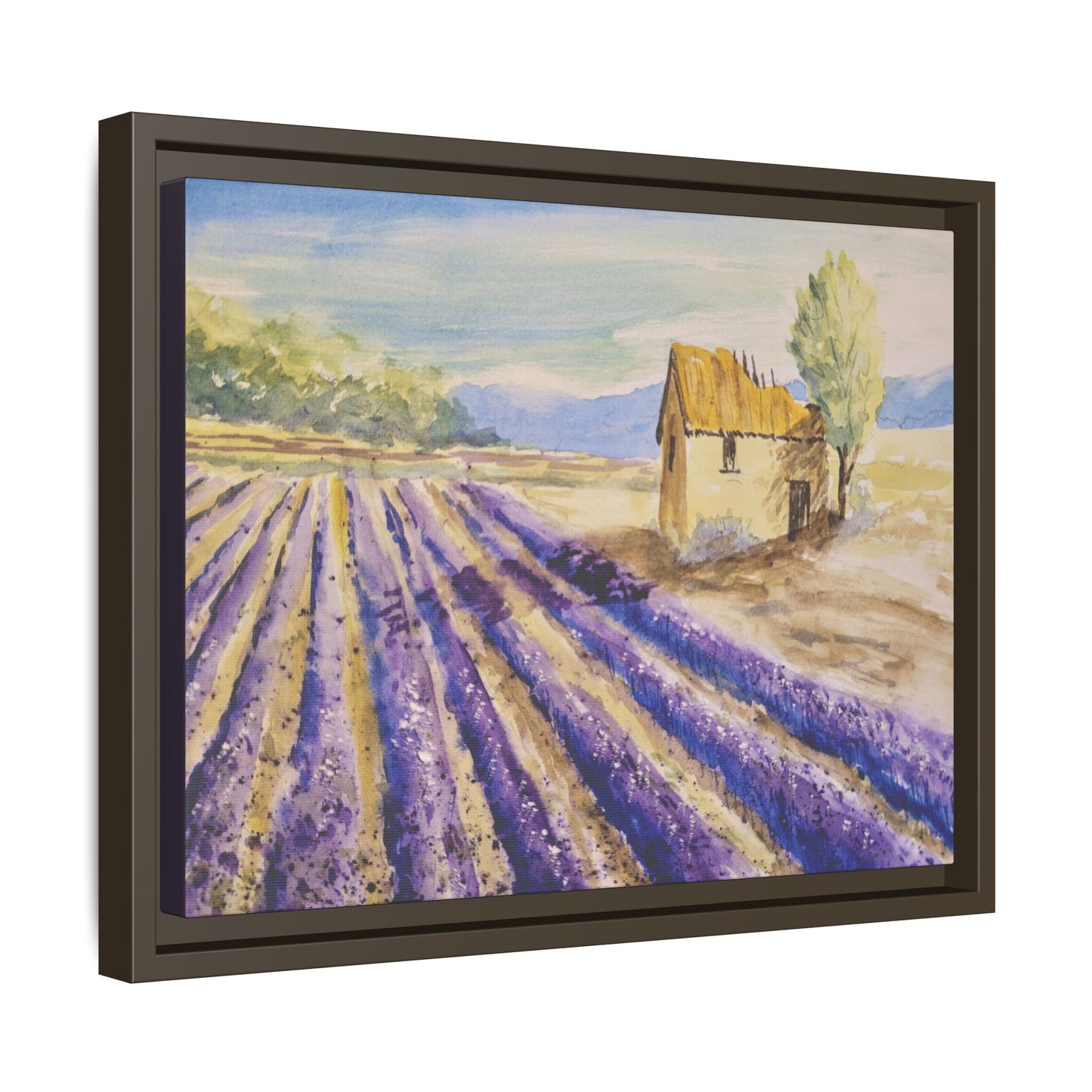 Lavender at Daybreak Matte Canvas, Framed (Black or Espresso). Available in sizes 10”x8”-20”x10”