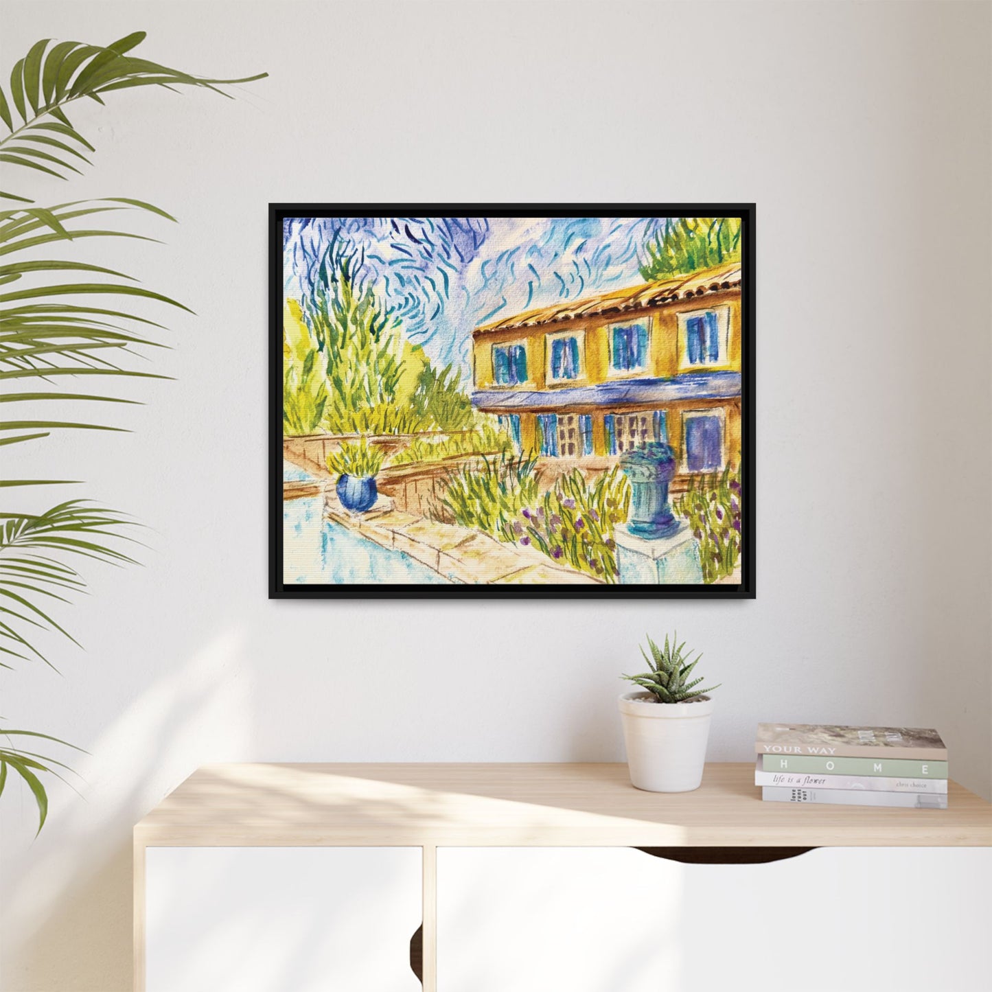 Respite Near Saint-Remy-de-Provence Matte Canvas, Framed (Black or Espresso). Available in sizes from 10”x8”-30”x24”