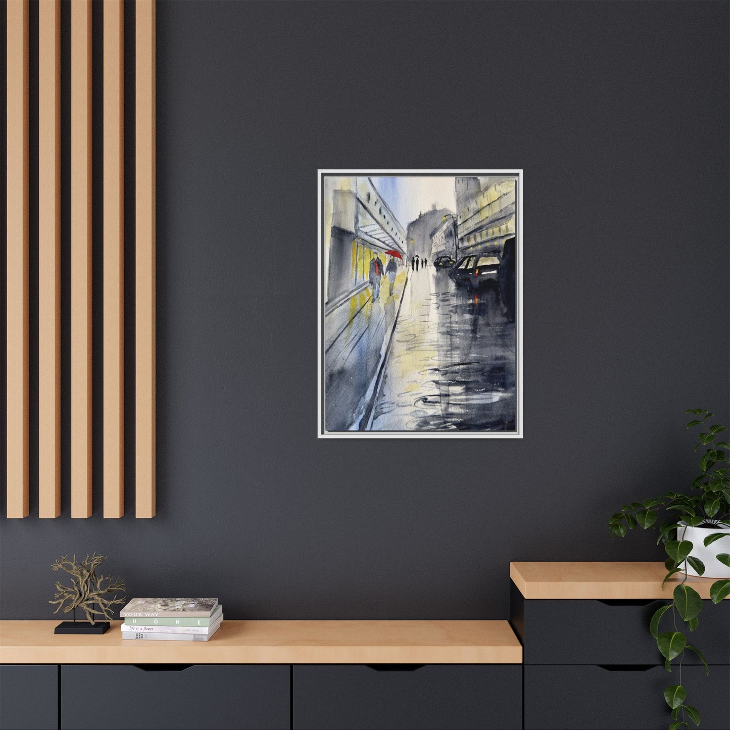 Rainy Day Romance, Framed (Black or Espresso). Available in sizes from 8”x10”-24”x32”