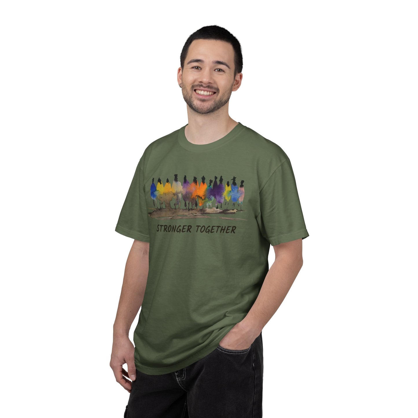 Stronger Together Unisex Garment-Dyed T-shirt. Available in sizes S-4XL, 13 colors.