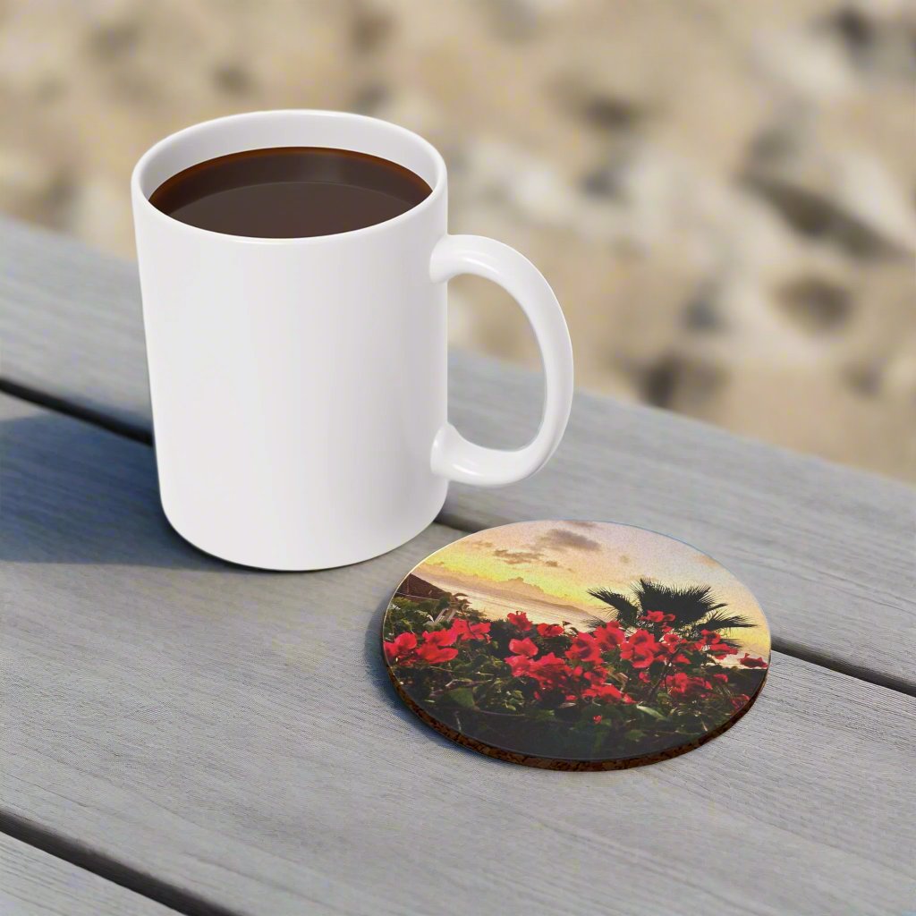 Island Sunset Cork Back Coaster