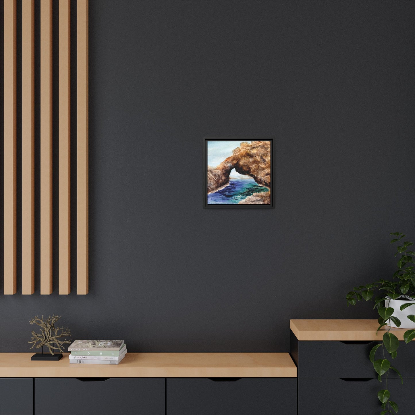 Bridging the Gap Matte Canvas, Framed (Black or Espresso). Available in sizes from 10”x10”-14”x14”