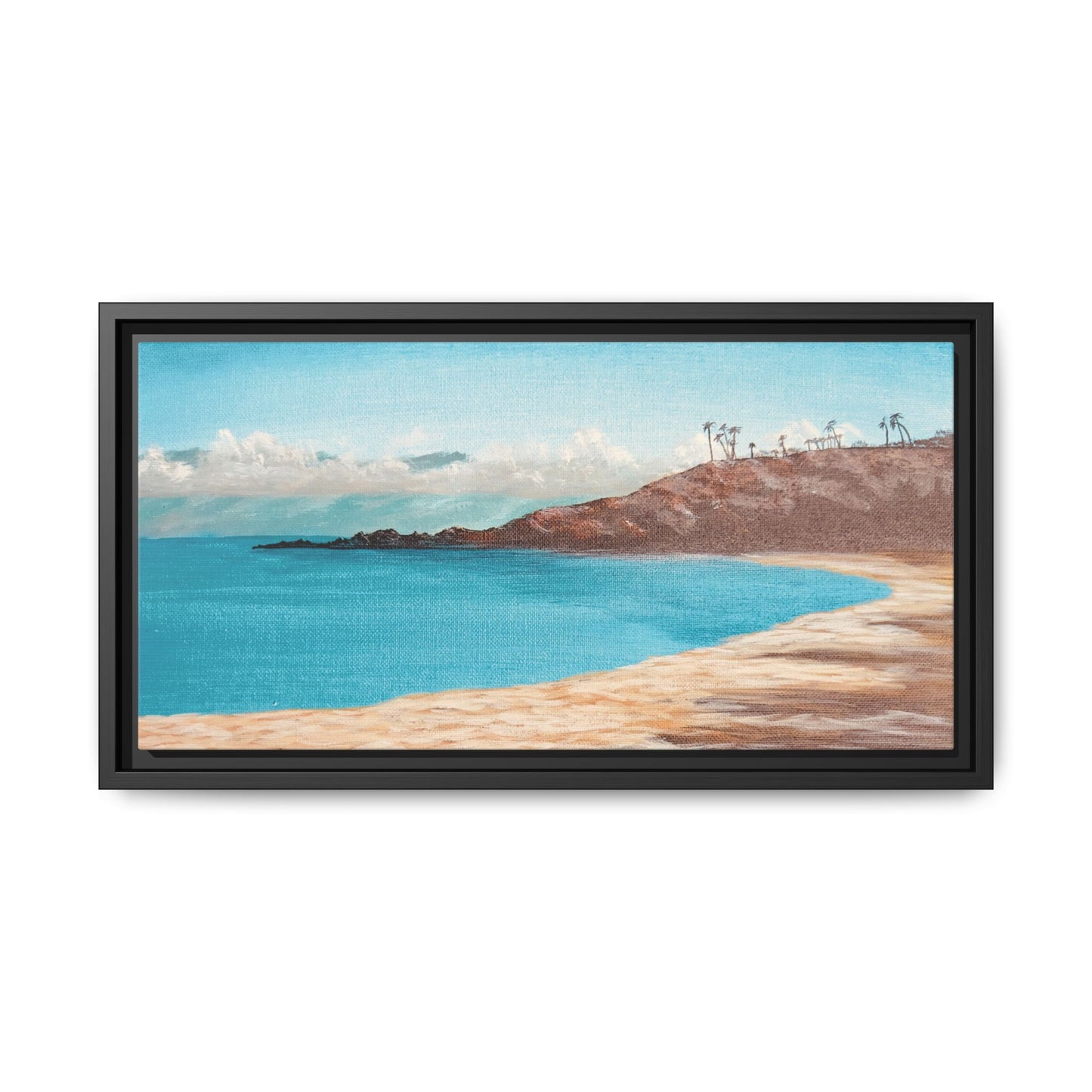Kaanapali Beach Matte Canvas, Framed (Black or Espresso). Available in sizes from 20”x10”-30”x20”