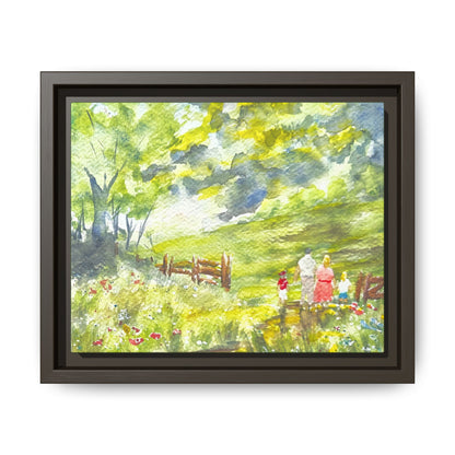 Summer Stroll Matte Canvas, Framed (Black or Espresso). Available in sizes 10”x8”-20”x10”
