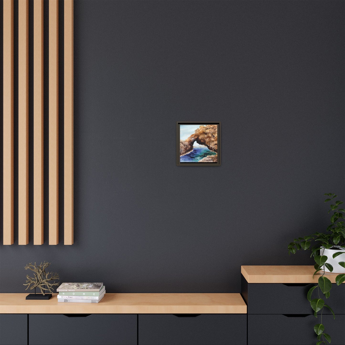 Bridging the Gap Matte Canvas, Framed (Black or Espresso). Available in sizes from 10”x10”-14”x14”