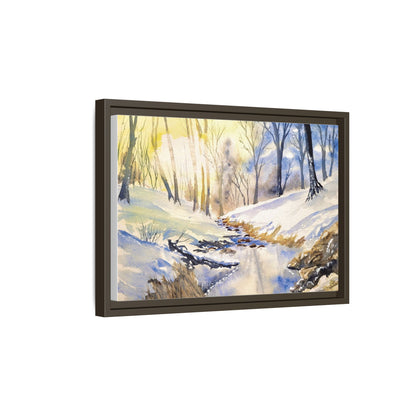 Snowy Creek Matte Canvas, Framed (Black or Espresso). Available in sizes from 10”x8”-32”x24”