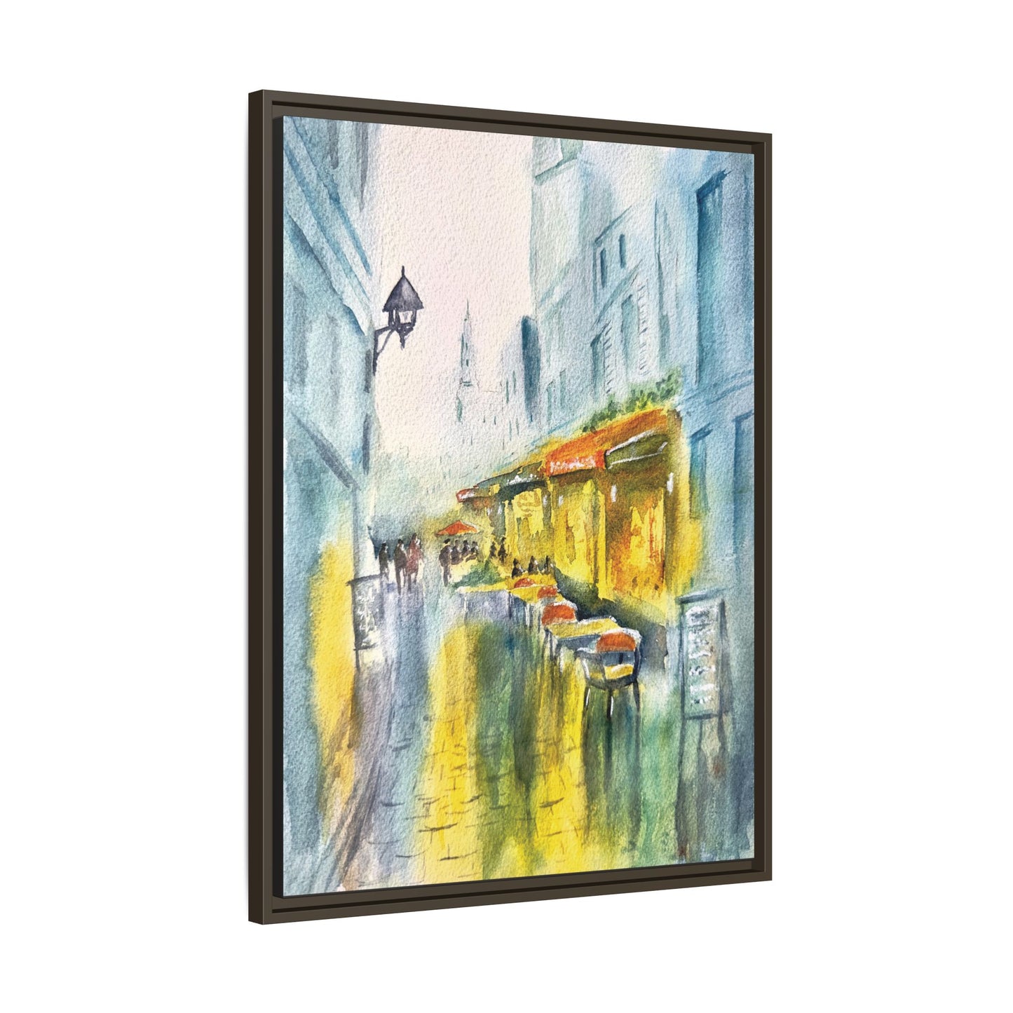 Cafe Reflections Matte Canvas, Framed (Black or Espresso). Available in sizes 8”x10”-24”x32”