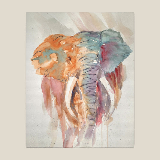 Colorful elephant painting on a textured background