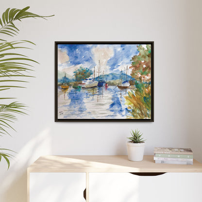 Snug Harbor Matte Canvas, Framed (Black or Espresso). Available in sizes 10”x8”-20”x16”