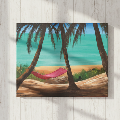 Hawaii Beach Hammock Matte Canvas, Stretched, 1.25". Available in sizes from 10” x 8”-18” x 12”
