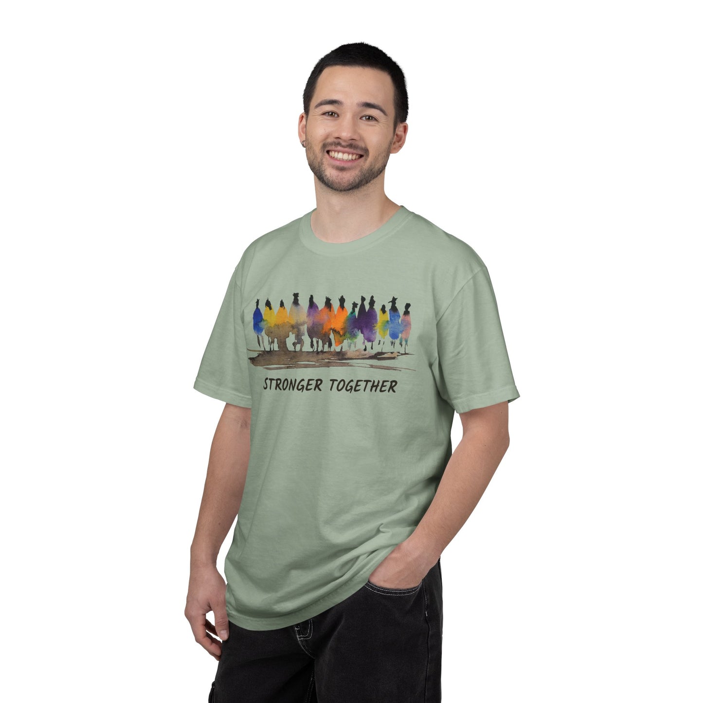 Stronger Together Unisex Garment-Dyed T-shirt. Available in sizes S-4XL, 13 colors.